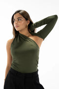 Twist one-sleeve top
